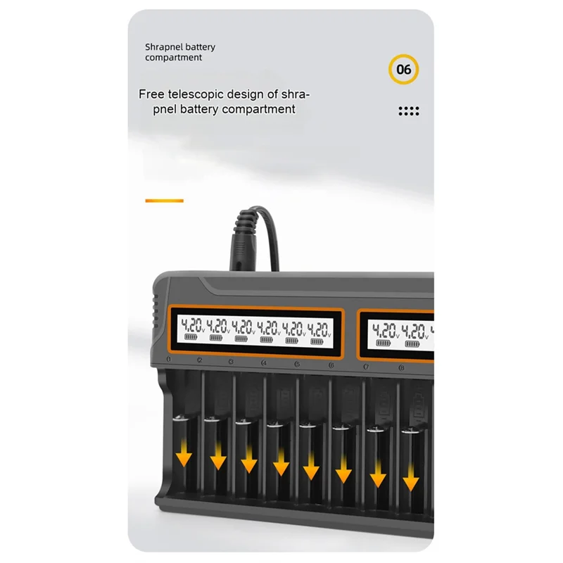 AB34-18650 Charger 12 Slots Aa.Aaa Nickel Metal Hydride/Lithium Battery Smart Universal Charger With Display US-Plug