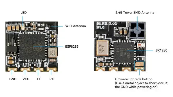 BETAFPV ELRS Lite 2.4GHz V1.2 Receiver ESP8285 SX1280 Flat Antenna 5V Input For Meteor65 Meteor75 Tiny Whoop FPV Racing Drone