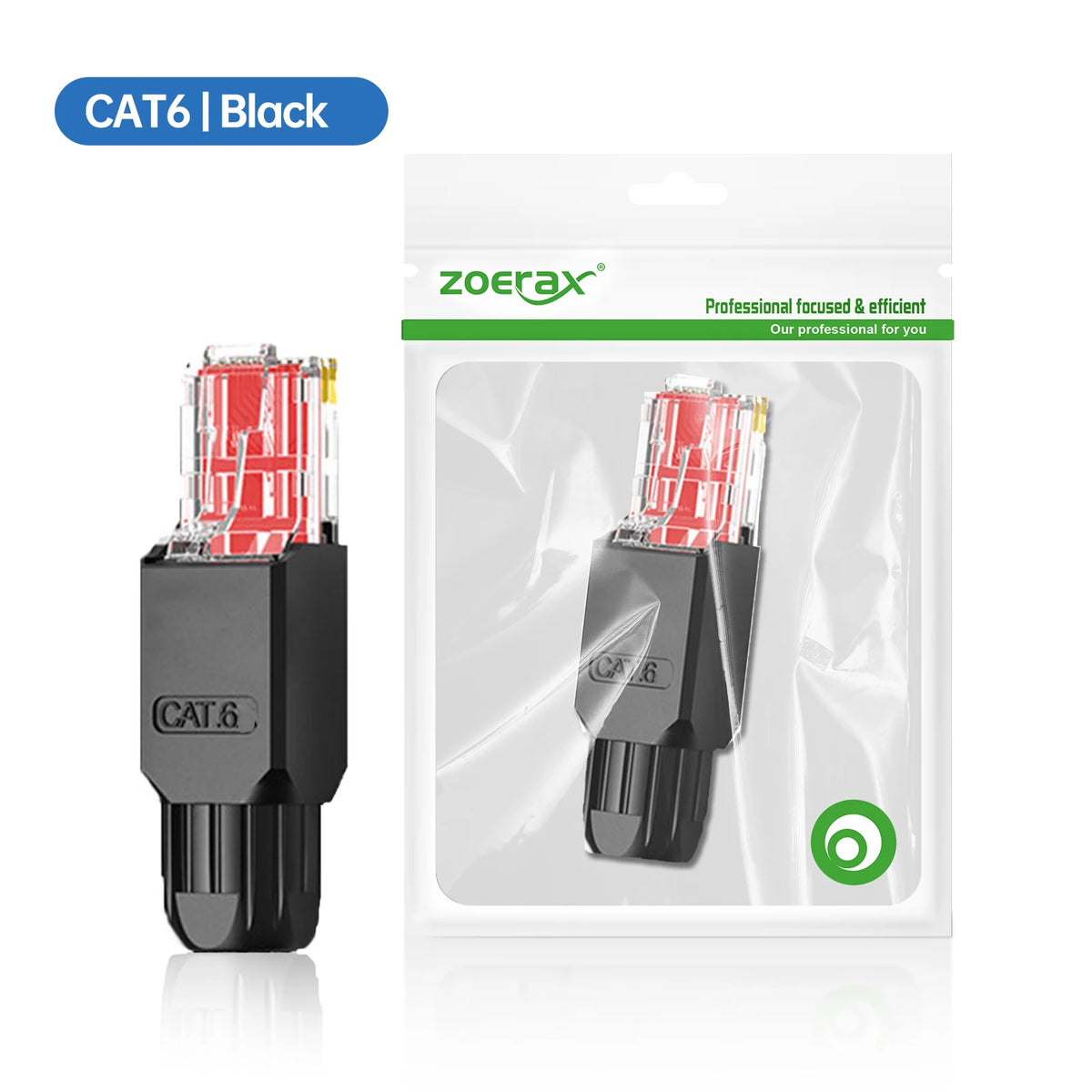 2PCS RJ45 CAT6A CAT6 Connector, ZoeRax Tool Free Ethernet Termination Plugs, 23AWG to 26AWG Cable Internet Plug Toolless