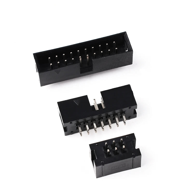 10PCS DC3 2.54mm Pitch Dual Row PCB Header - Male Straight/Right Angle Pin Socket (6P/8P/10P/14P/16P/20P/30P/34P/40P)