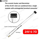 For Bambu Lab X1/X1C P1P/P1S A1 mini Thermistor & Ceramic Heating Plate For 3D Printer Hotend Heater Cartridge 24V 48W NTC 100K