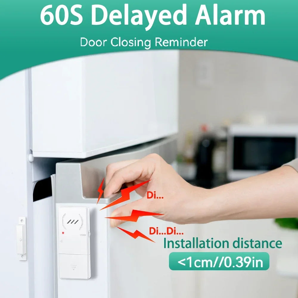 Magnetic Security Sensor Refrigerator Door Alarm Windows Open Alarms 60 Seconds Delay Loud 96 dB for Home, Store, Offic