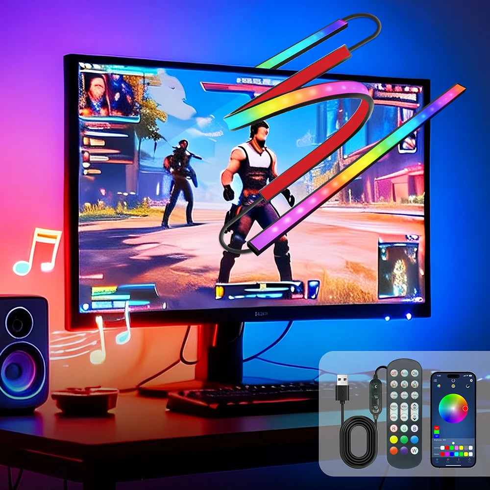 RGB Screen Backlight Strip Light 5V USB Bluetooth 24Keys Remote Kit Music Sycn Atmosphere APP Dreamy for Party Gaming Room Decor