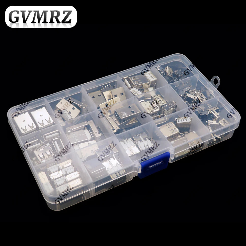 14Values 82PCS USB Type A Standard Port Female Solder Jacks Connector PCB Socket USB-A USB-B type