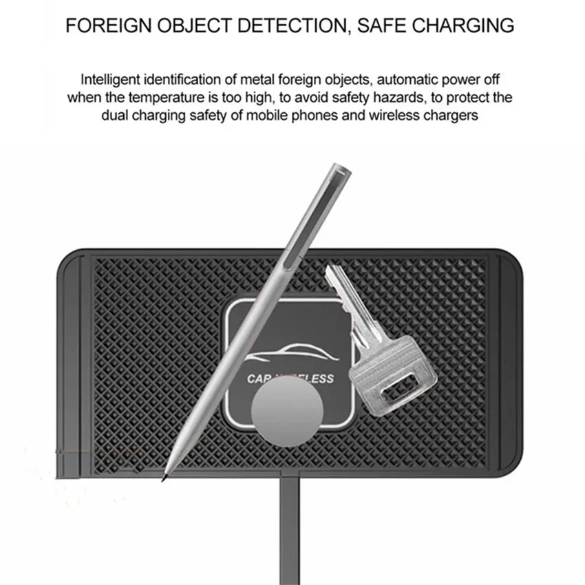Wireless Charger Car Silicone Pad Stand For iPhone 17 16 14 13 12 Xiaomi Samsung Huawei Mobile Phone Fast Car Wireless Charging