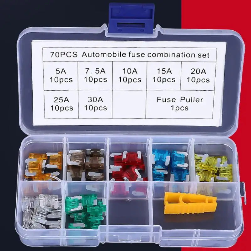 New·71Pcs 5A 7.5A 10A 15A 20A 25A 30A Mixed Sizes Low Profile Kit Micro Mini Blade Fuse Auto Car Truck Motorcycle Fuses