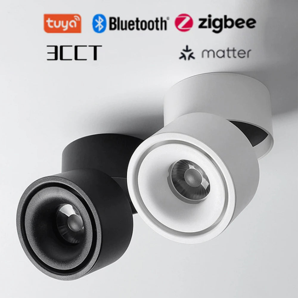 LED Surface Mounted Ceiling Light, 3CCT TUYA Bluetooth/Zigbee Matter Smart Spotlight Dimmable AC110V 220V Indoor Lighting
