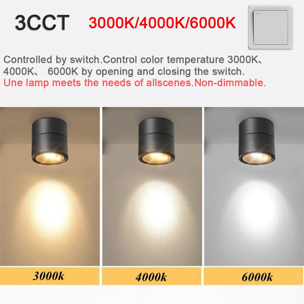 LED Surface Mounted Ceiling Light, 3CCT TUYA Bluetooth/Zigbee Matter Smart Spotlight Dimmable AC110V 220V Indoor Lighting