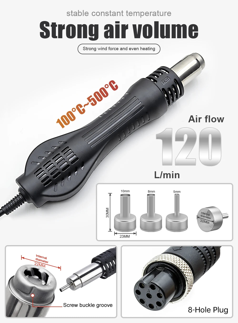 JCD 8208 Heat Gun Micro Soldering Station 750W Soldering Hot Air Gun LCD Digital Hair Dryer For BGA IC Welding Repair Tools
