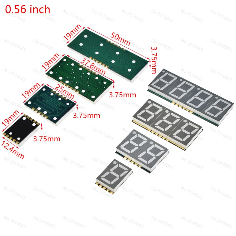 2/5Pcs SMD LED Digital Tube Display 0.2/0.3/0.56-Inch 1/2/3/4-Bit 7 Segment Common Cathode/Anode Red/White/Yellow/Green/Blue SMT