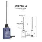 CNTD Micro Limit Switch C6N Series C6N‑101 C6N‑102 C6N‑111 C6N‑121 1NO1NC 10A 250V IP67 Waterproof For Automated Machinery