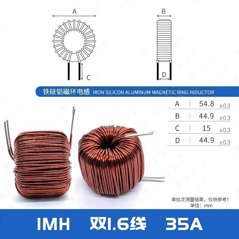 1pcs 47mm Iron Silicon Aluminum 1/1.5/2/3/4 Mh 184125 Charging Pile Pfc Lc Filter Inductor Dc-dc