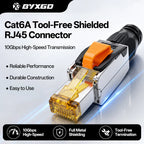 BYXGD CAT6A Tool‑Free Shielded RJ45 Connector 10Gbps 500MHz Reusable STP Ethernet Plug No Crimp Tool for 22‑26AWG Network Cable
