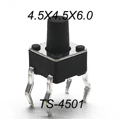 50PCS 4.5X4.5MM 4Pin DIP H=3.5/3.8/4.0/4.3~12mm 12V Tiny Button Tact Switch 260GF Momentary Tactical Push Button Parts Repair