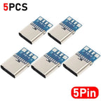 20-1pcs 5/6Pin Type C Female Connectors Usb Electric Terminals Welding DIY Data Cable Support PCB Board Jack Equipment Repair