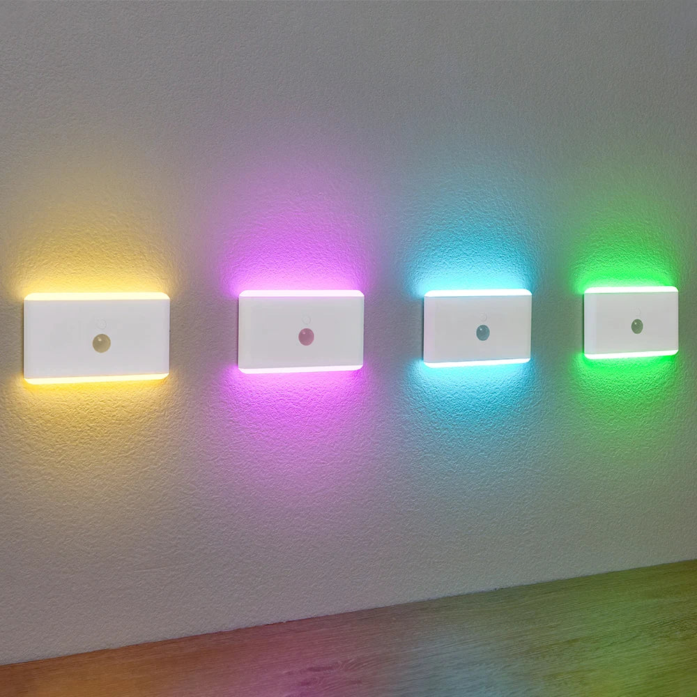LED Motion Sensor Night Light, 3 Modes Stair Lamp, Dimmable Lighting with Battery, for Indoor Bedroom Cabinet Gift Camping Decor