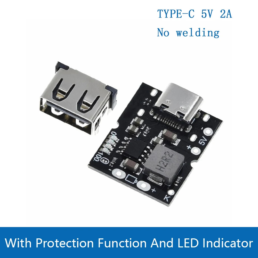 Type-C / Micro USB 5V 1A 2A Boost Converter Lithium Battery Step-Up Power Module Mobile Power Bank With Protection LED Indicator