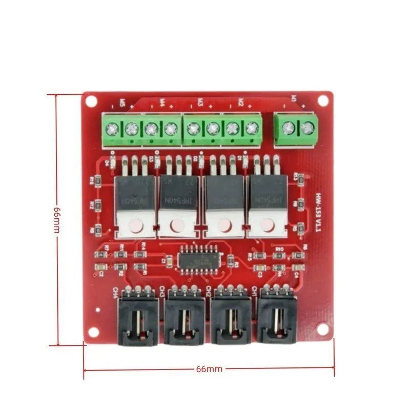 4-Channel MOSFET Switch Module – IRF540N V4.0+ with Optocoupler Isolation for Arduino, High-Power Load Control (1/4 Way)