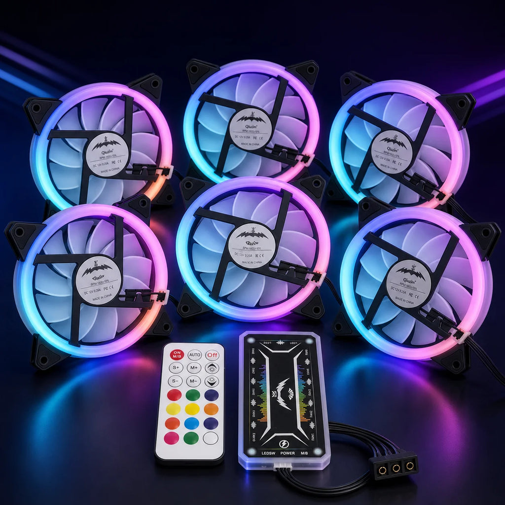 Computer Case PC Cooling Fan RGB Adjust LED 120mm Quiet + IR Remote New Computer Cooler Cooling RGB Case Fan For CPU