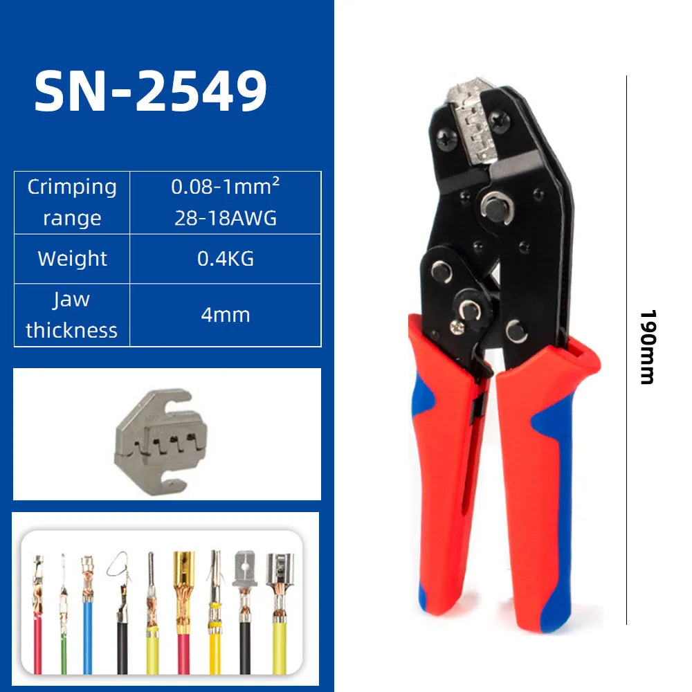 Crimping Tool For Dupont JST MOLEX Terminals,No/Pre Insulated Ferrules,Butt Connectors,Solar & Coax Connectors SN-58B 2549 2546B