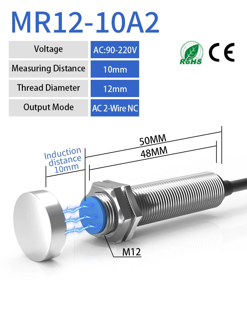 GTRIC Magnetic Reed Switch Proximity Sensor LG12A3 Premium M12 Cylinder Series 10-30V 90-220V 10mm Sensing Distance
