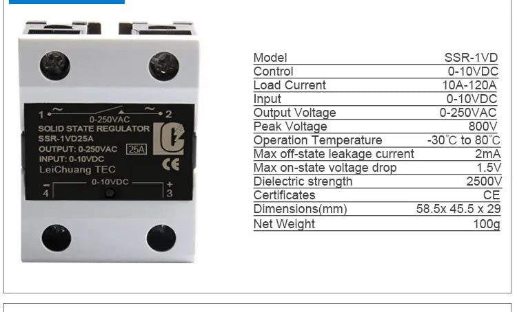 LCTC SSR 0-10V 4-20MA 0-5V Power Voltage Regulator Relay 10A 25A 40A DA AA DD VA Single Phase Solid State Relay With Heat Sink