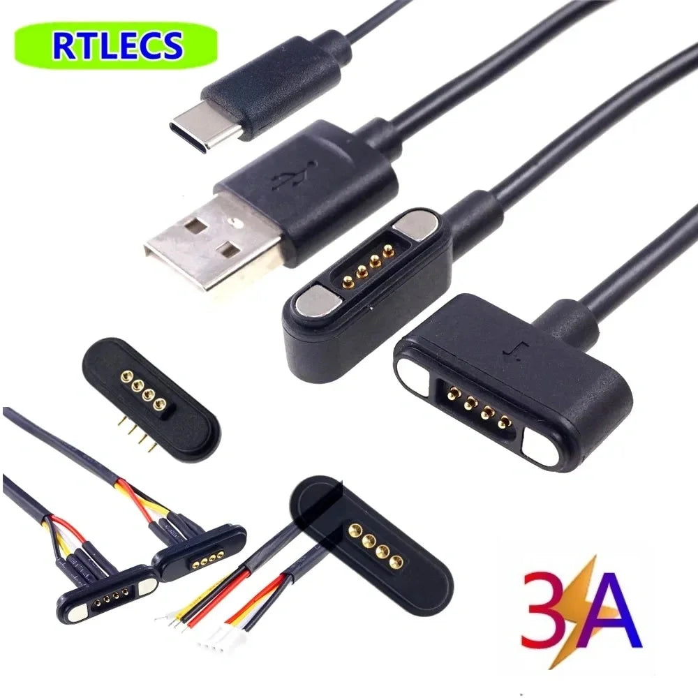 3A Magnetic Spring Loaded Pogo Pin Connector 5-24VDC 2/3/4 Pin Male Female Blind Led Lamp Snap-on JST SM JR Servo Extended Cable