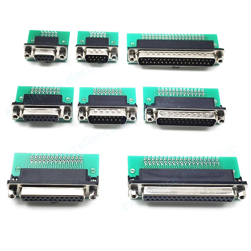 1/2/5PCS HDR DB9/DB15/DB25/DB37 Male Female Adapter Board VGA Interface to 2.54mm DIP Pin Header Test Board for PCB Circuit