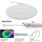 USB WS2812B WS2811 Round Reticulate Neon LED Strip DC 5V 360 Degree Addressable Bluetooth RGBIC Flexible Silicone Tape IP67 Rope
