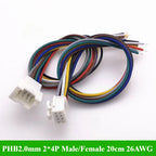 PHB2.0 PHB 2.0MM Pitch Double Row With Lock Catch Wire Cable Connector 2x2P/3P/4P/5P/6P 20cm 26AWG Male and Female Plug Socket
