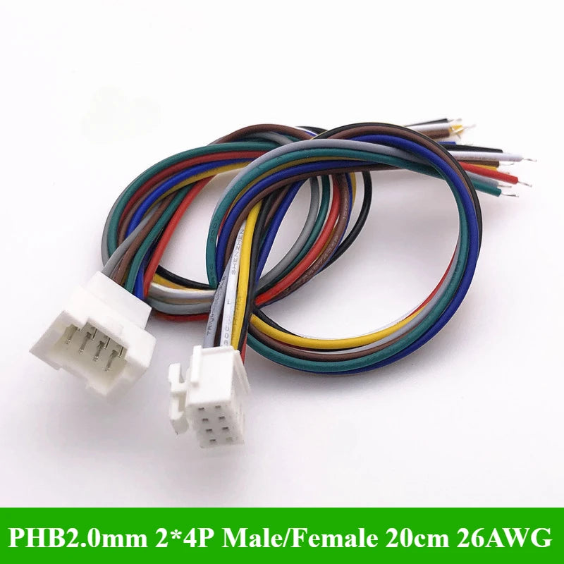 PHB2.0 PHB 2.0MM Pitch Double Row With Lock Catch Wire Cable Connector 2x2P/3P/4P/5P/6P 20cm 26AWG Male and Female Plug Socket