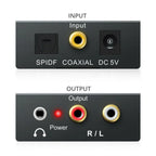 Digital to Analog Audio Converter Optical Toslink Coaxial to RCA Adapter With 3.5MM Headphone Jack Digital Optical Audio Coaxial