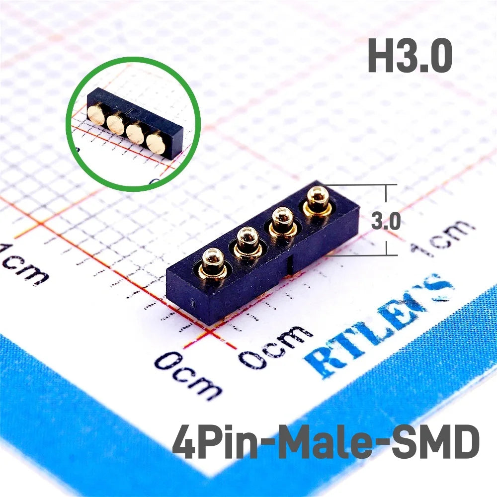 Spring-Loaded Pogo Pin Connector 2.0 mm Pitch 2 3 4 5 6 Pins Through Holes PCB SMD Height 3 4 4.5 7 mm Modular Contact Strip