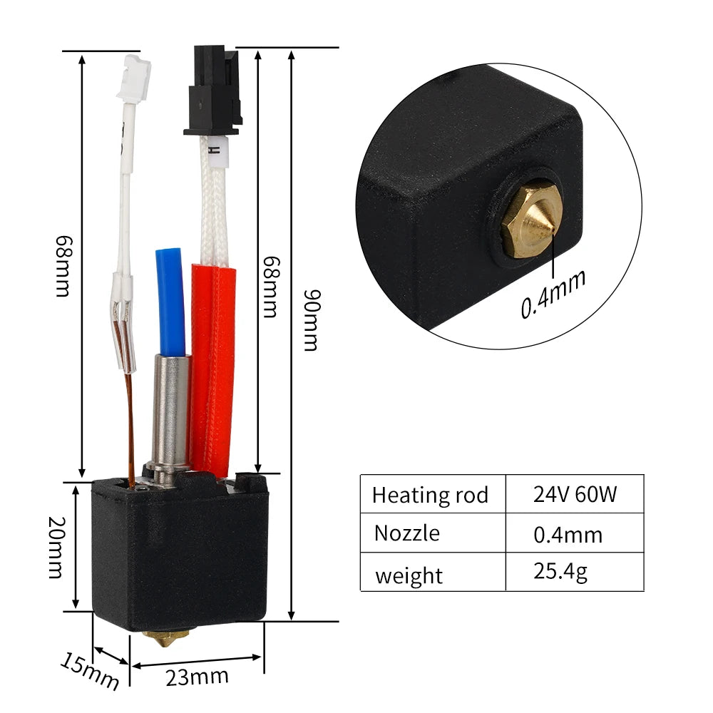Upgrade Hotend for Anycubic Kobra 2 Thermistor Heater Cartridge 0.4mm Print Head Hot End for Kobra2 Plus/Neo/Pro/Max 3D Printer