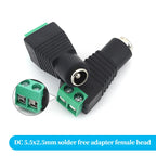 2PCS DC 12V Male Female BNC Connectors 5.5*2.1mm/2.5mm Welding-Free Power DC Plug Adapter Jack Sockets For LED Strip CCTV Camera