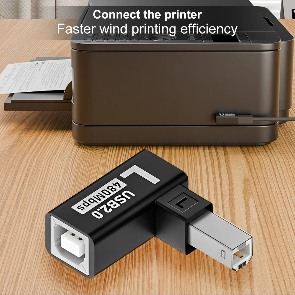 Elbow USB2.0 Printer Adapter USB Type B Male to Female For Printer Hard Drive Base Fax Machine Scanner USB 2.0 Printer Adapter