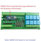 Arduino NANO V3.0 IO Board DC12V/24V RS485 8CH Relay 4-20mA 0-10V Analog Input Opto Isolated Simple PLC Timer Module