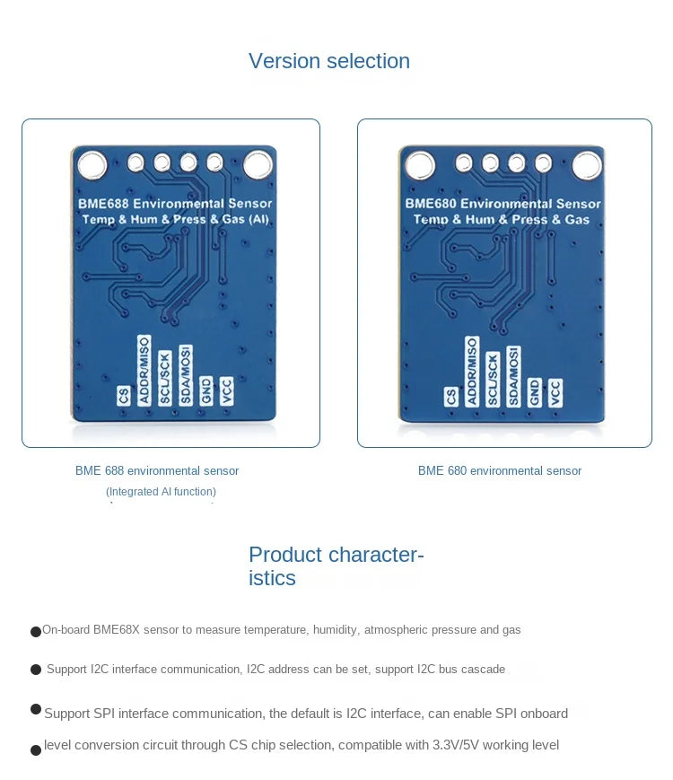 BME680 Environmental Sensor Module Temperature/Humidity/Pressure/Gas AI Intelligent I2C