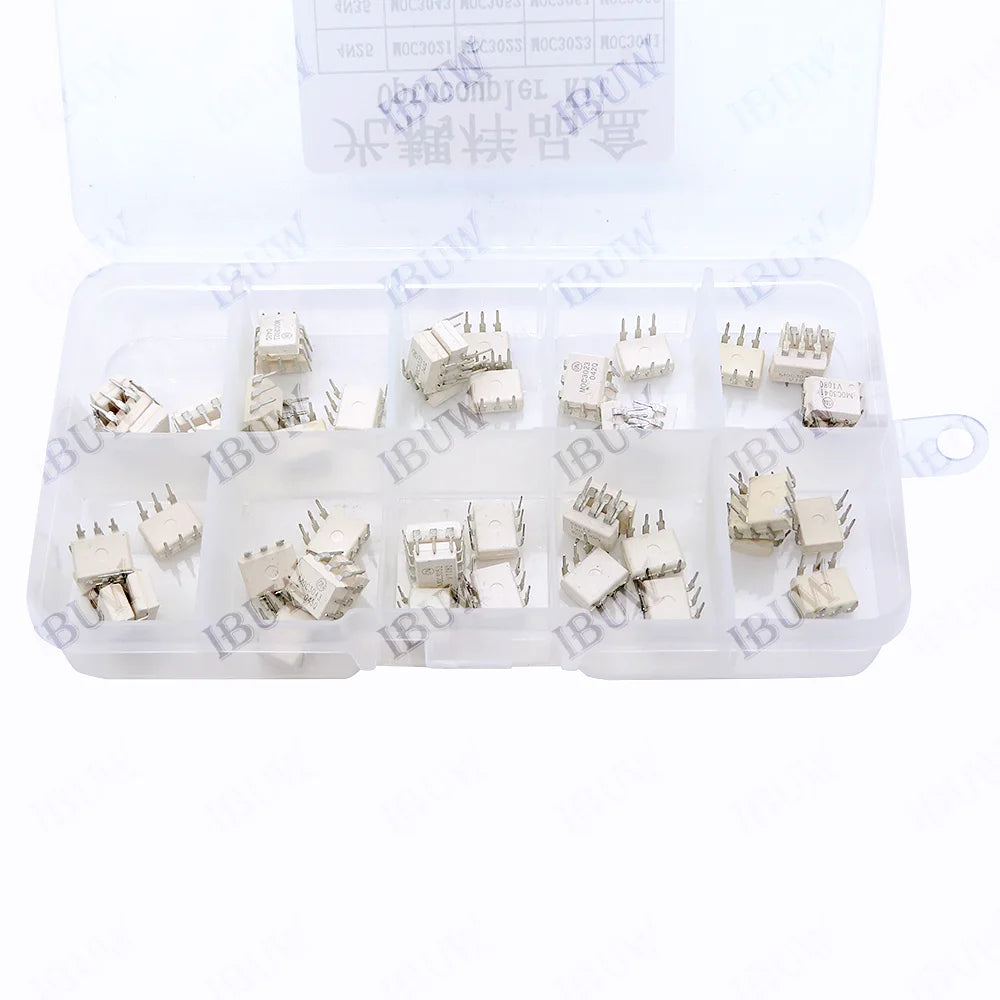 10Values Optocoupler kit 4N25 4N35 MOC3021 MOC3022 MOC3052 MOC3061 MOC363 Each 5pcs MOC3023 MOC3041 MOC3043 MOC3052