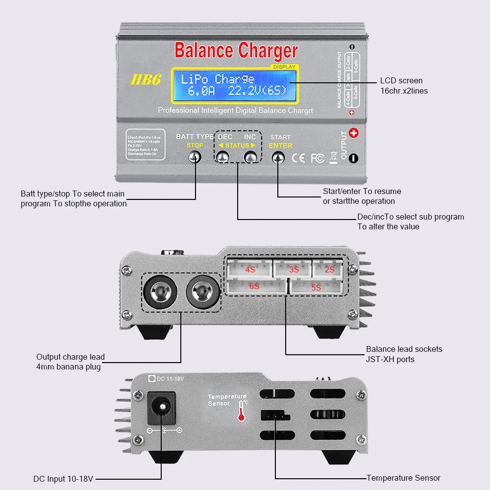 IMAX B6 80W Digital RC Balance Charger Discharger for LiPo NiMH NiCd LiFe Pb Battery Lipro Charger+ 15V 6A Adapter Optional