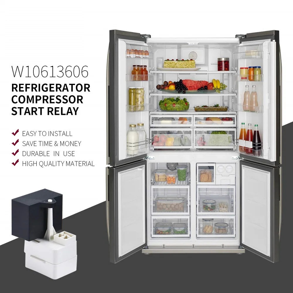 W10613606 Refrigerator Compressor Start Relay and Capacitor for Whirlpool KitchenAid Kenmore W10416065 PS8746522 67003186