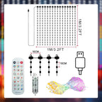 LED Christmas Curtain Light Holiday Fairy Lamp App Control Music Sync DIY Pattern Waterproof for Indoor Outdoor Party Home Decor