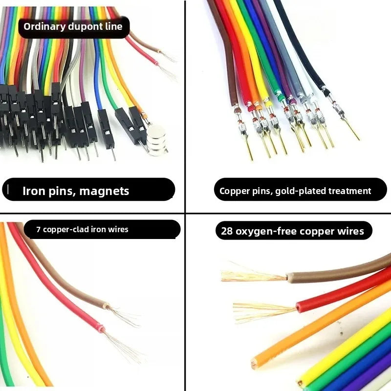 10PCS/lot Gold Plated Pure Copper Thickened DuPont Wire 24AWG Male to Female to Male Ribbon Wire DuPont Connector Wire 20cm/30cm