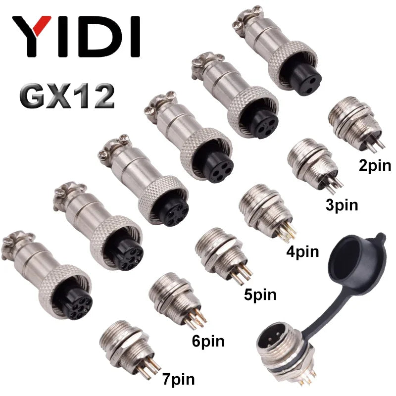 5 Sets GX12 Aviation Electrical Connector 2 3 4 5 6 7 Pin L88-93 Male Female Circular Air Socket Plug Panel Mount Wire Connector