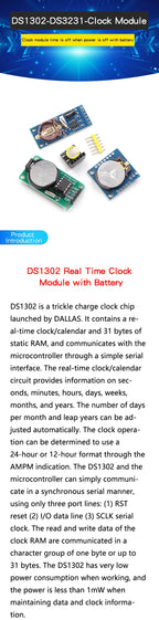 DS1302/3231/1307 PCF8563 real-time clock module time power-off storage timing module