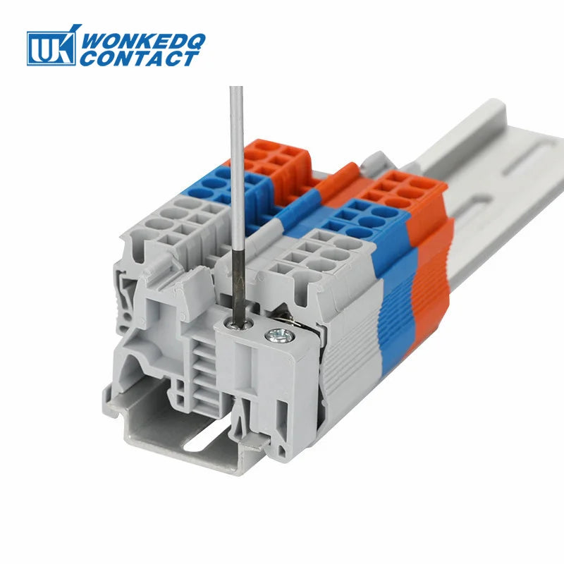10Pcs UK5-HESI Screw Din Rail Terminal Block Fuse Holder 5*25mm 24V/220V LED With Disconnect Lever Wire Electrical Connector