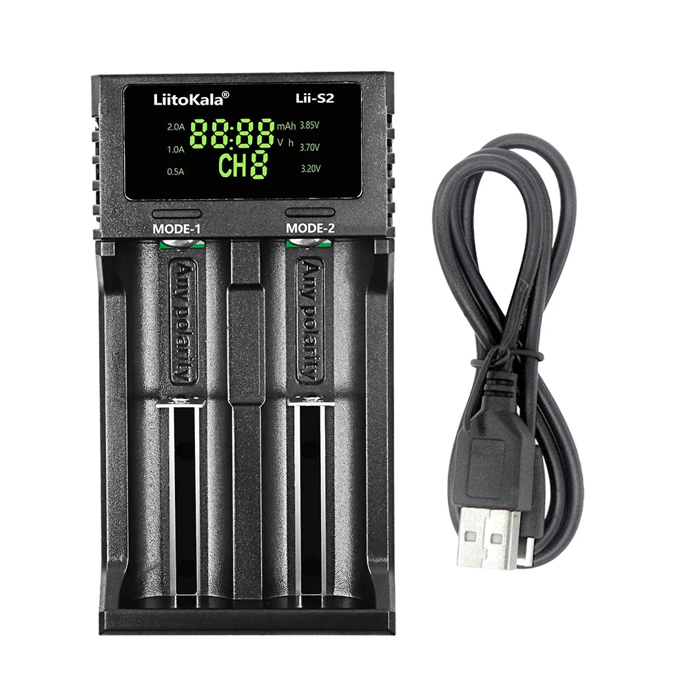 LiitoKala Lii-S2 Multi-Compatible Charger - Supports AA, AAA, 18650, 26650 Lithium Ion Batteries