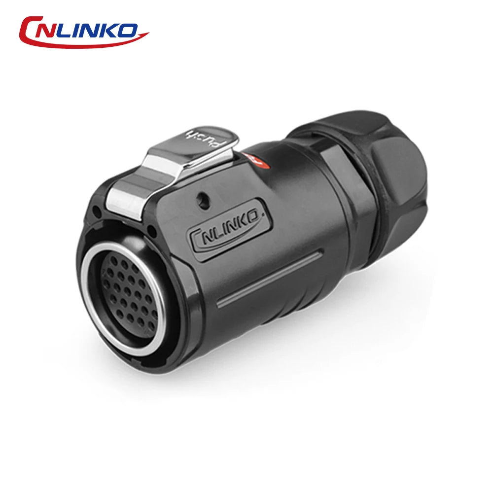 CNLINKO M24 PBT Waterproof Circular Solder Type Connector Female Plug+Male Mating Socket for Industrial Signal & Power Systems