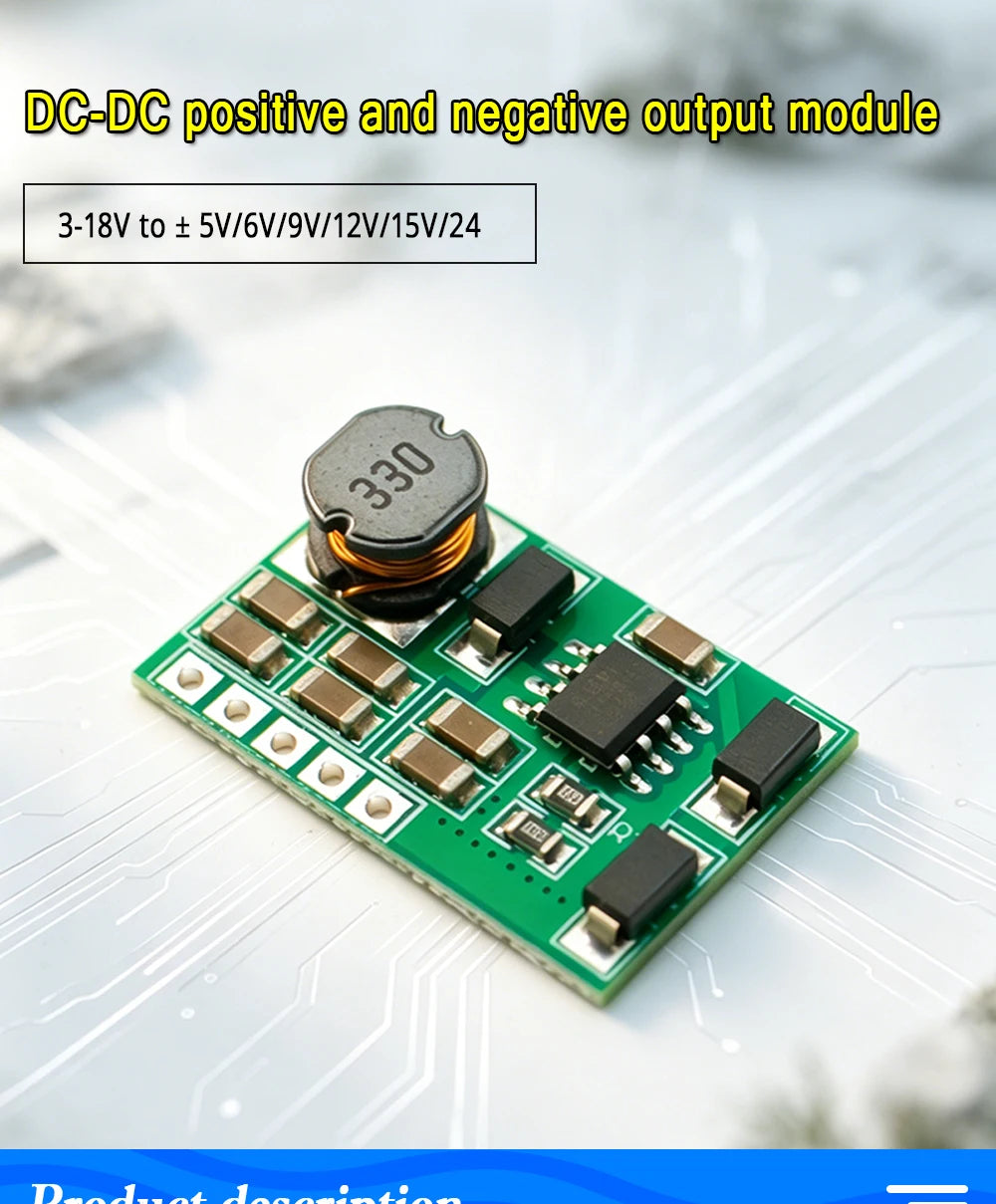 DD1718PA ± 5V 6V 9V 12V 15V 24V Positive & Negative Dual Output Power Supply DC Step-up Boost Converter Module