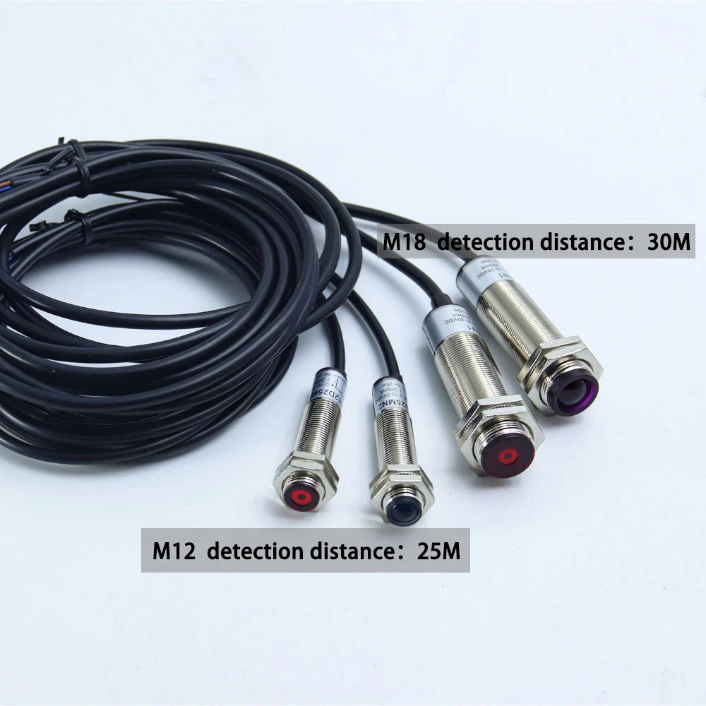 IP65 Waterproof Laser Photoelectric Switch M18 Laser Beam Sensor Detector 30m Distance NPN PNP Photoelectric Proximity Switch